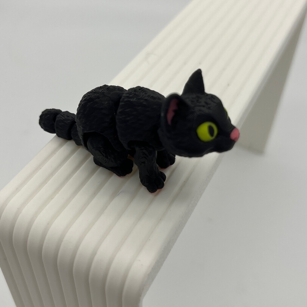 3D printed Black Cat 4” Fidget Toy Fun Collectible Stress Re…